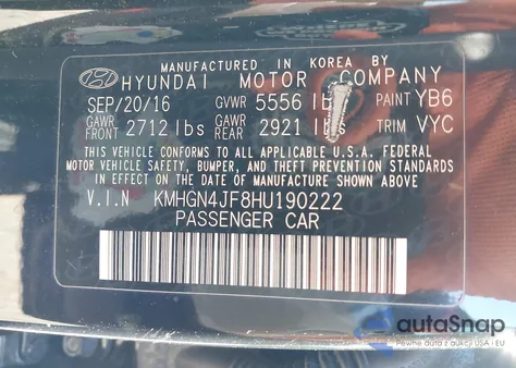 2017 Genesis G80 5.0 Ultimate from USA, damaged, VIN KMHGN4JF8HU190222